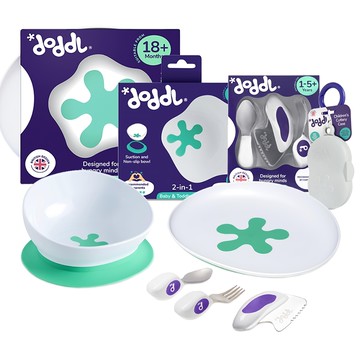 doddL 秒拾餐具7件組 豪華大全配 兒童學習餐具  藍莓紫  1組  飛碟餐盤 + 攜帶盒 + 吸盤餐碗