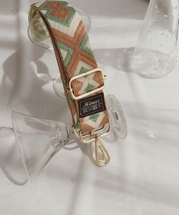 棉織幾何品牌質感寬版背帶-綠洲-帶我走系列(BN96269-69)