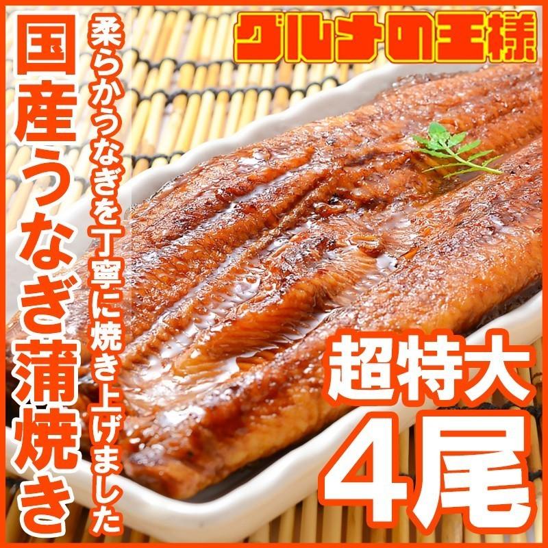 超特大 国産うなぎ蒲焼き 平均250g前後×4尾 タレ付き （国産 うなぎ ウナギ 鰻）