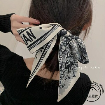 復古法式絲巾發帶小長條窄細領巾扎綁頭發飄帶綁包【木屋雜貨】