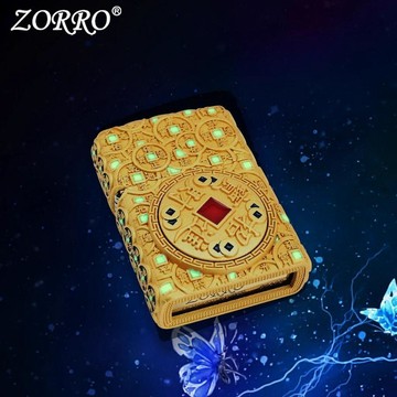 ZORRO佐羅煤油防風打火機套甲招財進寶夜光高顏值送男士節日禮物