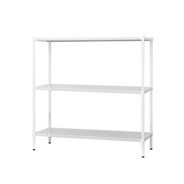 【Y HOUSE】120x45x120公分 沖孔板三層烤架/收納架/層架/電視架/洞洞層架/電視櫃-白色