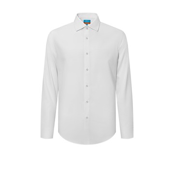 免熨防皺吸濕排汗點狀暗紋長袖上班襯衫/白色 | 4612211200