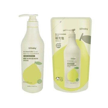 US baby優生 植淨清新西柚奶瓶清潔劑1000ml+補充包900ml