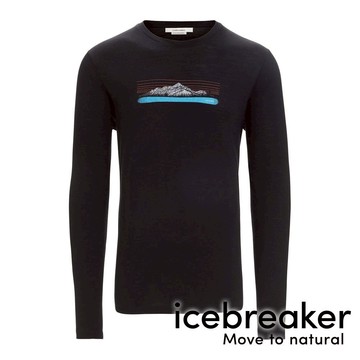 【icebreaker】Tech Lite II男羊毛圓領長袖上衣(白雪皚皚) 『黑』戶外 運動 柔軟 舒適 羊毛 吸濕 排汗 抑味 控溫 0A56NK