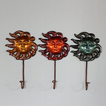 巴洛克太陽造型三聯壁飾掛鉤 復古做舊 酒吧咖啡廳懷舊壁飾 孤品1入