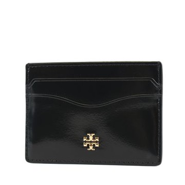 TORY BURCH EMERSON 金字LOGO漆皮名片夾-黑色