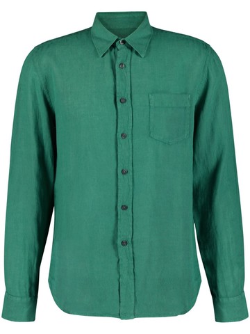 120% Lino - long-sleeve linen shirt - men - Linen/Flax - XXXL - Green