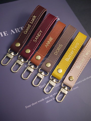 【開運錢包】【暖色調】【客製刻字】植鞣革掛飾/真皮鑰匙圈