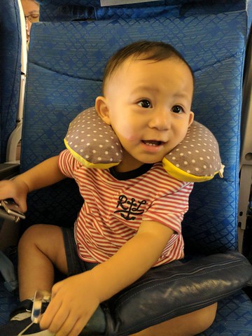 波點迷你充氣頸枕 - 小孩專用 - 灰色