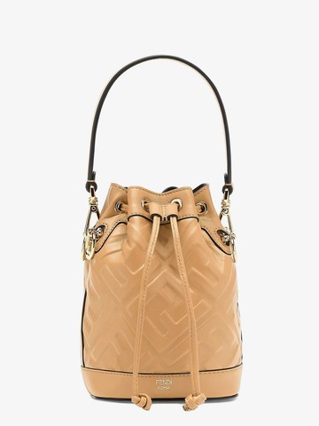 Leather bucket bag with ff motif - FENDI - gender_Woman