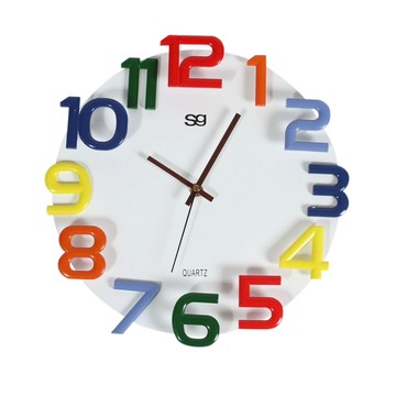 歐式木製彩色數字掛鐘
