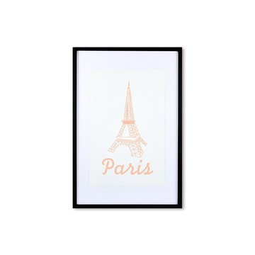 裝飾畫相框 歐風 巴黎鐵塔 橘色 黑色框 63x43cm 室內設計 布置