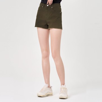 【ERSS】女裝 短褲 休閒褲 熱褲 真理褲 歐美風 戶外風 純棉 下擺不收邊  墨綠【S20100】