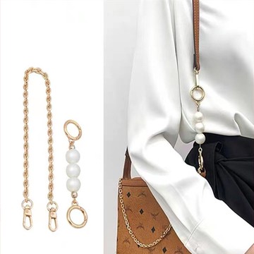 mc子母包鏈條金色金屬包鏈珍珠延長鏈包包帶子配件帶斜挎改裝鏈子