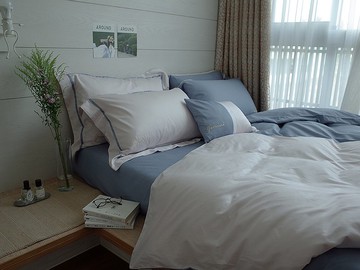 快速出貨-雙子座-床包薄被單組-100%300織精梳棉