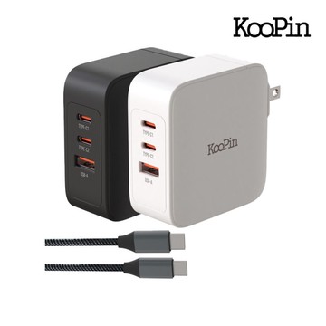 KooPin 100W 氮化鎵 PD+QC 三孔充電器組合包 快充頭 含線