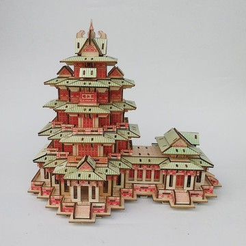 臺灣出貨🔥 拚裝積木 故宮 古建築積木 擺件模型 木製古代建築模型 成人益智DIY拚裝閱江樓玩具木質3D立體拚