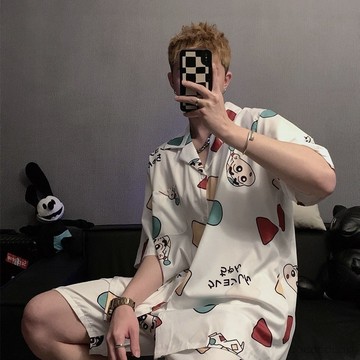 🔥【透氣/舒適】睡衣男士家居服透氣睡衣休閒睡衣動漫卡通家居服涼感睡衣超薄睡衣兩件套家居服純棉睡衣全棉家居服涼感睡衣