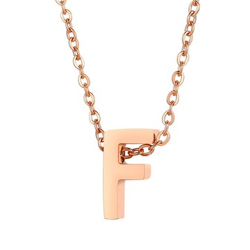 台灣客製化鏈長項鍊 純鋼字母F玫瑰金色鎖骨項鏈－DUSHA ACCESSORY 杜莎飾品