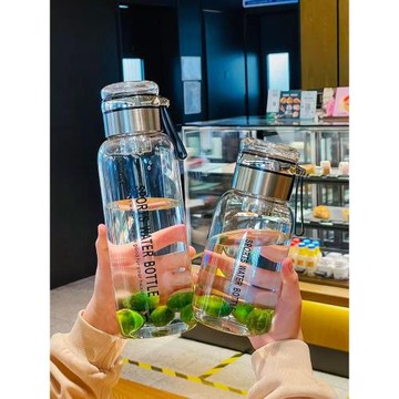 玻璃水杯辦公室男女生網紅可愛高顏值帶蓋玻璃杯便攜喝水泡茶杯子