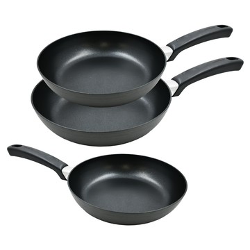 LocknLock 樂扣樂扣 Hard+Light IH鍋具3件組  黑色  22公分平底鍋 + 28公分平底鍋 + 26公分炒鍋  1組