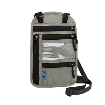 多夾層防水收納防盜刷輕便旅行證件護照包 B  灰色  24 x 15.5cm