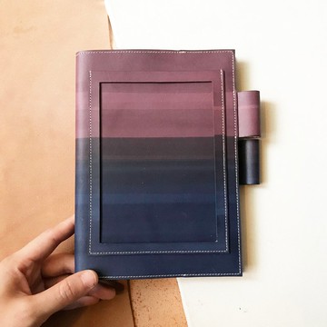 真皮書套_無印良品B6尺寸_明信片版_木苺漸層薰衣草紫