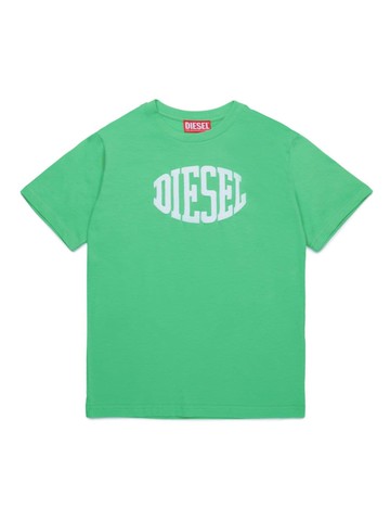 Diesel Kids - flocked-logo cotton T-shirt - kids - Cotton - 8 yrs - Green