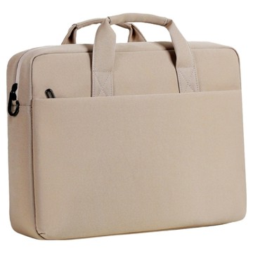ANTIAN 單肩斜挎大容量手提筆電包/Macbook防摔防震電腦包/公事包 可套行李箱 16吋  40 x 10 x 30cm  卡其色  1個