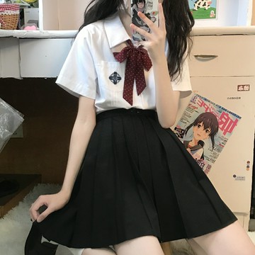 jk百褶裙無內襯純色短裙黑灰色半身裙女大碼jk半裙子紺色夏學院風