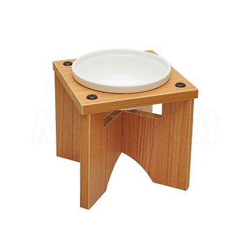 【MOMOCAT】X型狗餐桌 單口高20cm 附2號瓷碗 - 三款木色