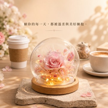 [快速出貨] 【粘粘&Hope花藝坊】 🎀永生玫瑰系列__永生花燈飾（粉色） ♡