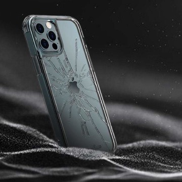 LINKASEAIR iPhone 12 / 12 Pro / 12 Pro Max 浮雕蝕刻技術防摔抗變色抗菌大猩猩玻璃保護殼-裂紋 Apple iPhone 12 Pro Max(6.7吋)-裂紋