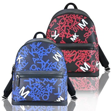 MICHAEL KORS COOPER 個性款滿版PVC拉鍊後背包-(多色選)