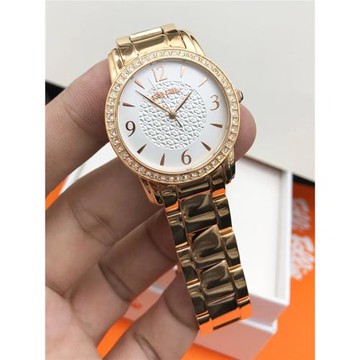 FOLLI FOLLIE芙麗不銹鋼簡約輕奢時尚玫瑰金鑲鉆石英表防水女表