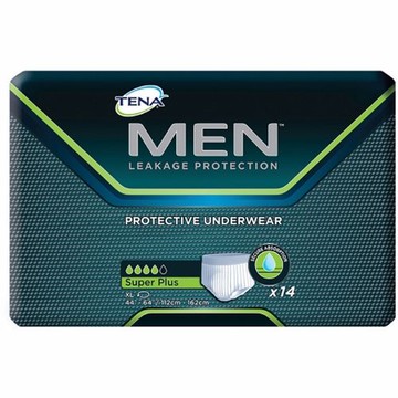 Male Adult Absorbent Underwear TENA  Men Super Plus Pull On with Tear Away Seams X-Large Disposable  White 14 Bags by Essity