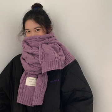 新款白色圍巾女冬季韓版百搭學生可愛ins針織毛線保暖圍脖潮 99購物節