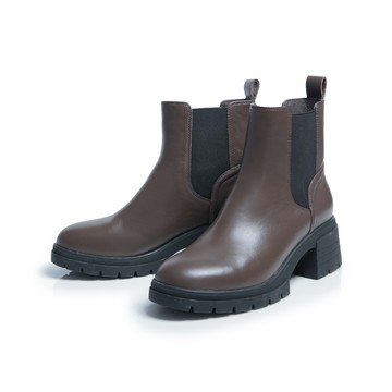 小時光 時髦鋸齒厚底切爾西靴 深咖 (7A2983)