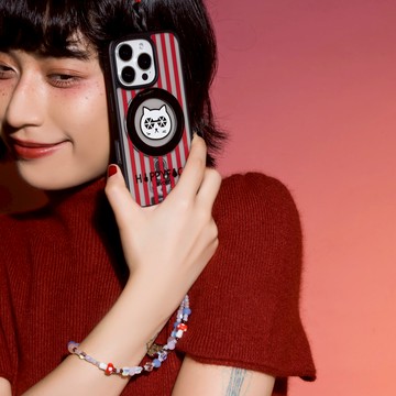 [快速出貨] 【HAPPYFACE】摩登女孩手機防摔保護殼-360旋轉鋁合金支架(HC0003)