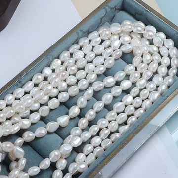 Zz-8mm直孔兩面光巴洛克異形珍珠天然淡水無核一串35cm35顆左右