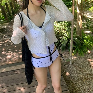 ISA_盛夏瑪奇朵 菱格鏤空排釦小外套_65058