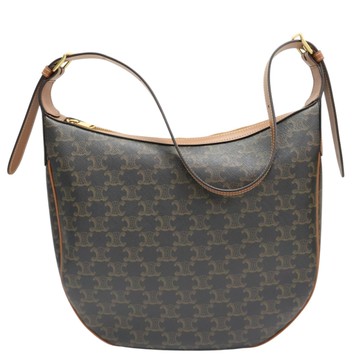 CELINE 賽琳 棕色 老花 Triomphe帆布 Heloise 中號肩背包 【二手名牌BRAND OFF】