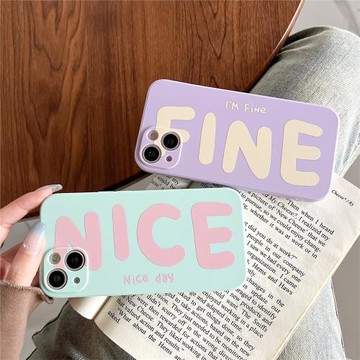 簡約NICE/FINE適用蘋果14promax手機殼iphone13新款全包12硅膠軟14plus情侶女11保護套13mini/6s/8防摔15/se3