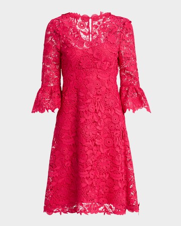 Bell-Sleeve Floral Lace Dress