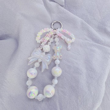 Rom828 串珠手機鏈-純白的牛奶蛋糕154