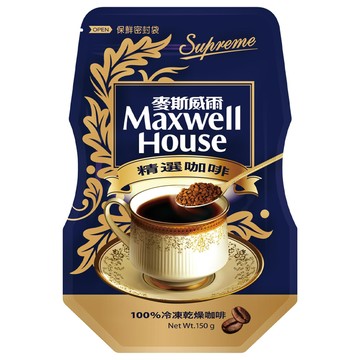 麥斯威爾精選咖啡環保包 100%冷凍乾燥咖啡 速溶提神  150g  1包