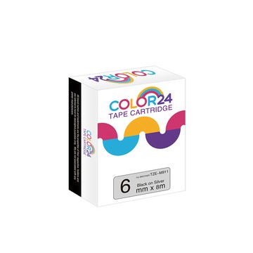 Color24 for Brother TZ-M911 / TZe-M911 銀底黑字相容標籤帶(寬度6mm)