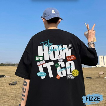 男士短袖 五分袖 男生衣服 情侶上衣 M-5XL 男生上衣 寬鬆T恤 落肩五分袖 大尺碼 ATGN388【FIZZE】