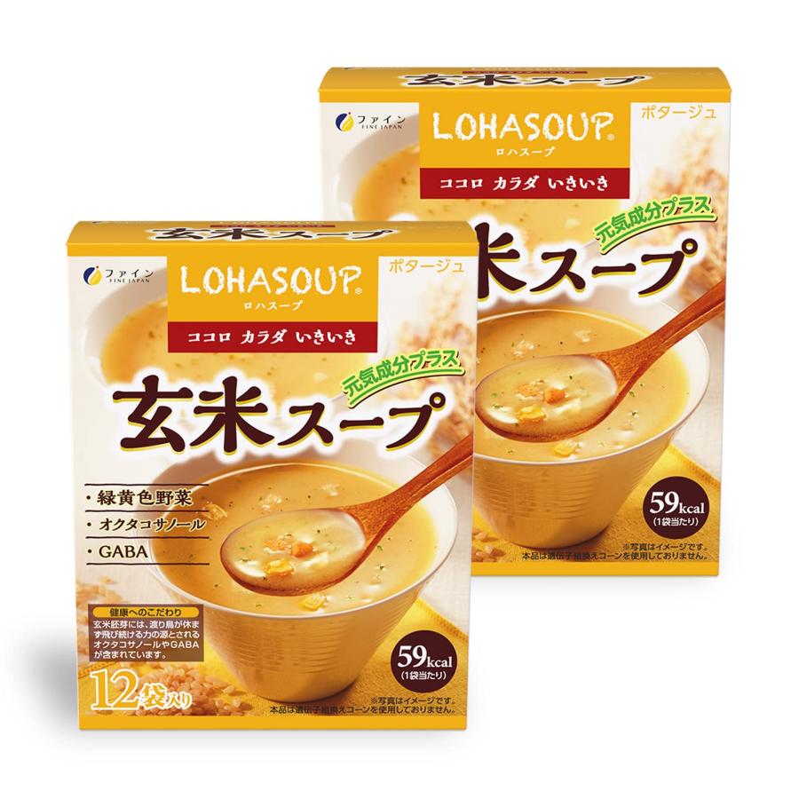 ファイン 玄米スープ ポタージュ風味 GABA オクタコサノール配合 国内生産 12食入り×2個セット